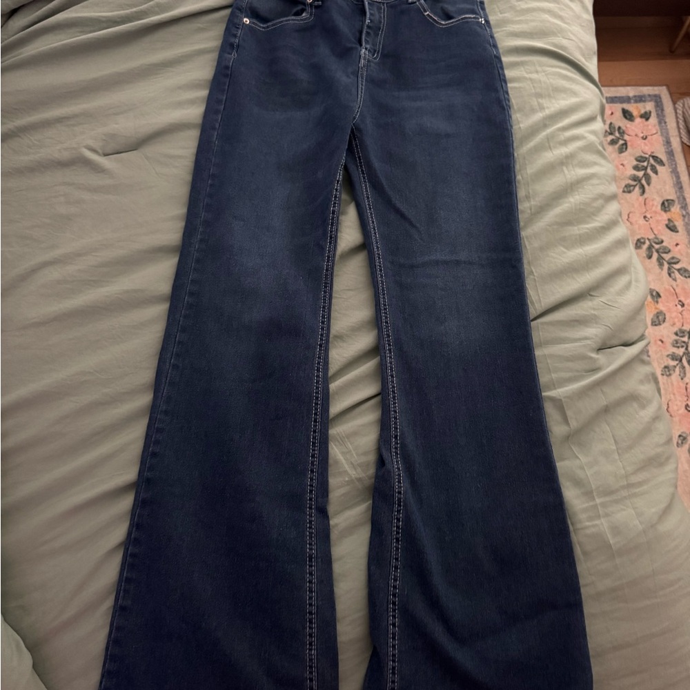 Dark Blue Women's Flared Stretchy Jeans
